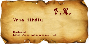 Vrba Mihály névjegykártya